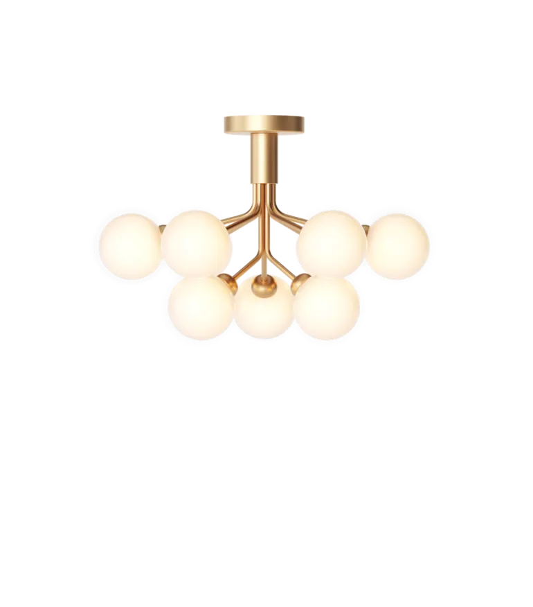 Apiales 9 loftlampe, børstet messing/opal