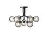 Apiales 9 loftlampe, satin sort/optic smoked glas