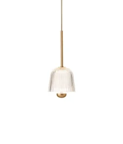 Asteea 1 pendel, satin messing/riflet klar