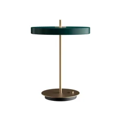 Asteria bordlampe m/USB, forest grøn/messing