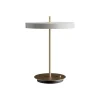 Asteria bordlampe m/USB, mist grå/messing