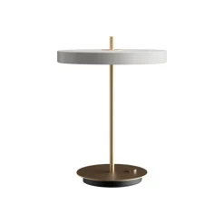 Asteria bordlampe m/USB, mist grå/messing