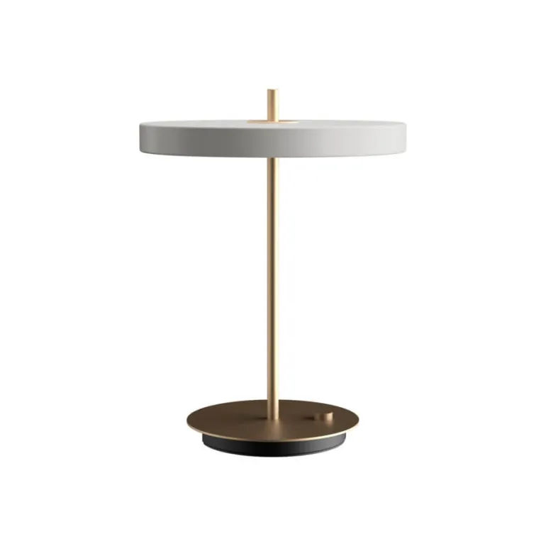 Asteria bordlampe m/USB, mist grå/messing