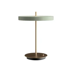 Asteria bordlampe m/USB, olive grøn/messing