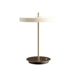 Asteria bordlampe m/USB, pearl hvid/messing