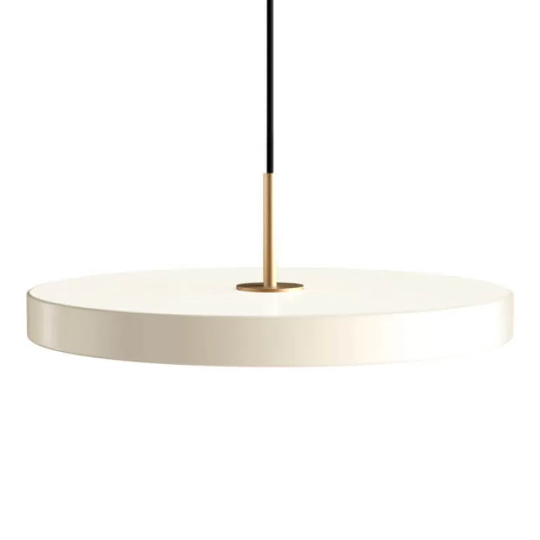 Asteria medium pendel, pearl hvid/messing