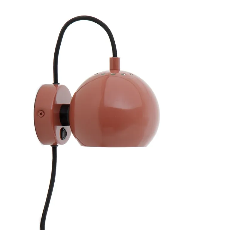 Ball væglampe, blank rød