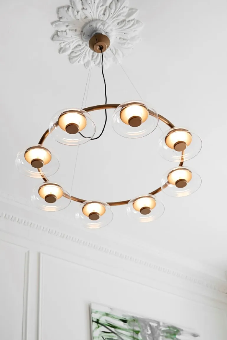 Blossi 8 lysekrone, nordic guld/klar