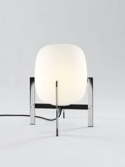 CESTA METÁLICA bordlampe u. læderhåndtag