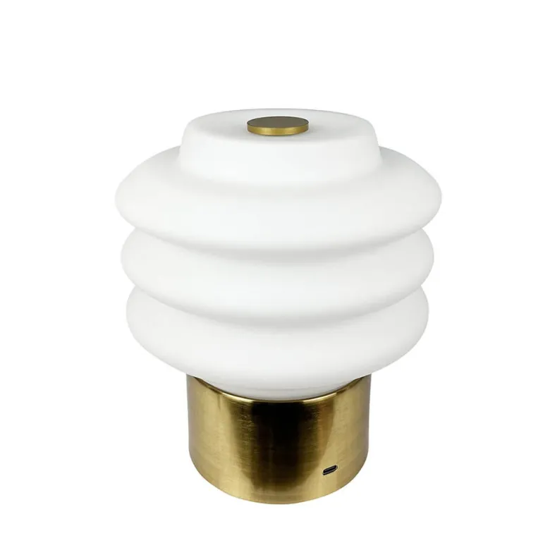 Diva LED bordlampe / batterilampe, opal/messing