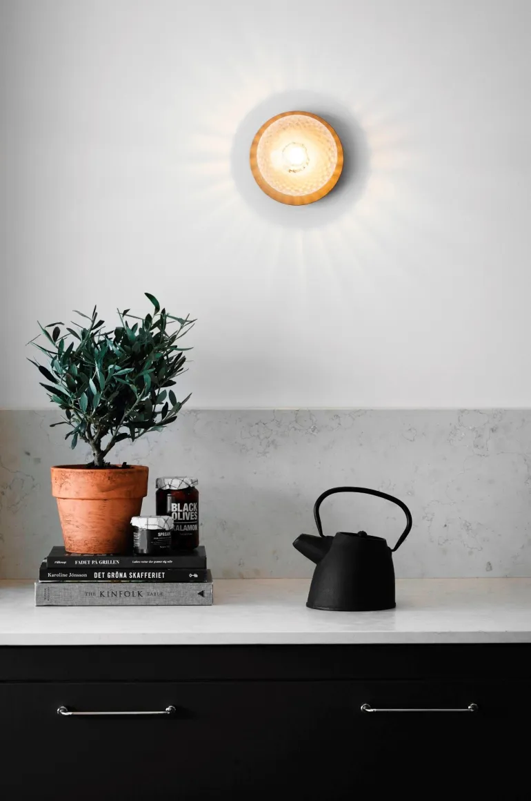 Liila 1 medium væglampe / loftlampe IP44, nordic guld/klar