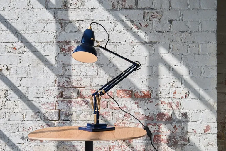 Original 1227 bordlampe, messing/blå