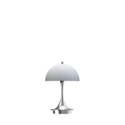 Panthella 160 Portable V3 bord- / batterilampe, krom/blågrå opal