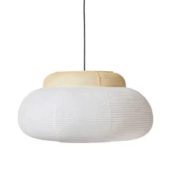 Papier single pendel Ø80, hvid/gul