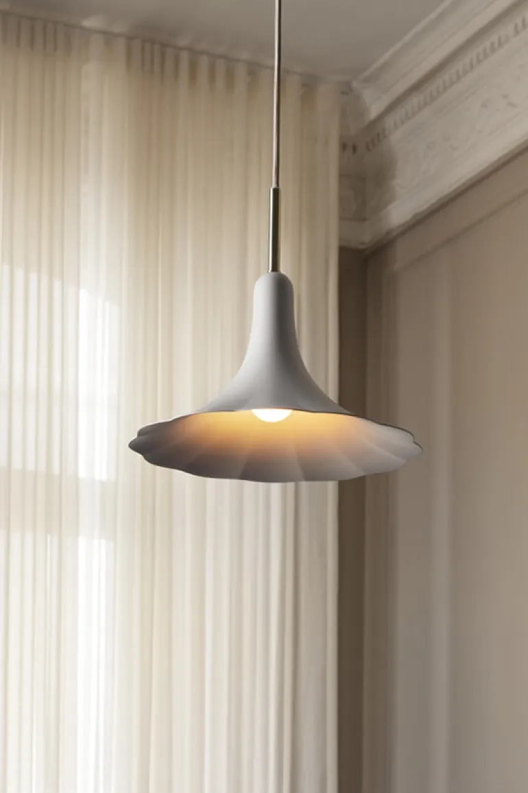 Petalii 1 pendel small, poleret messing/hvid