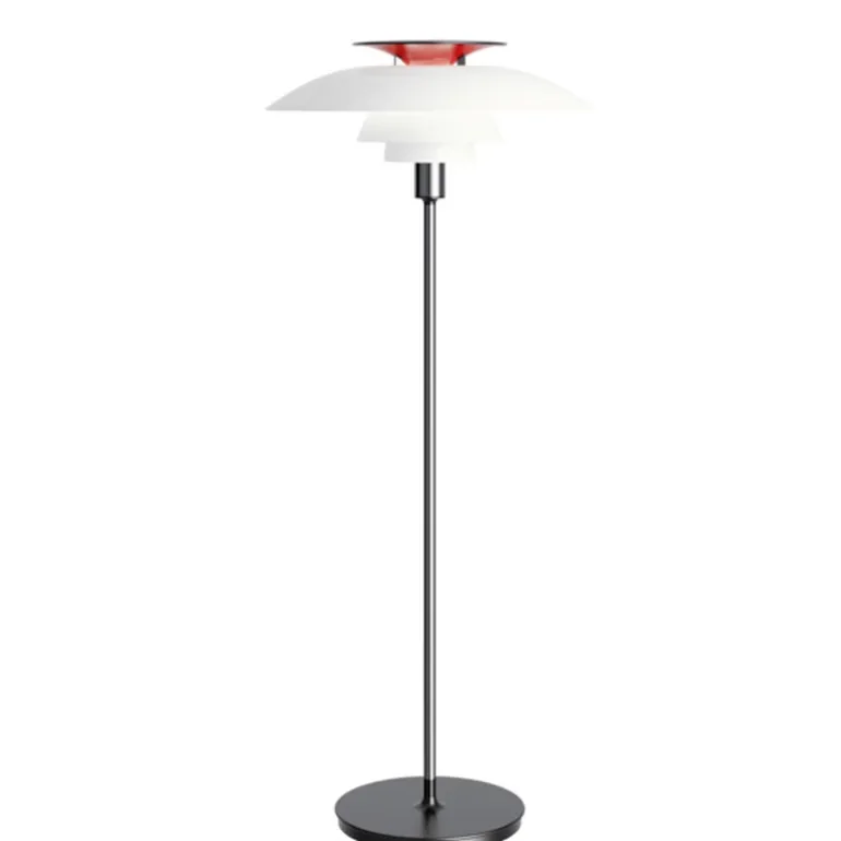 PH 80 gulvlampe on/off, hvid opal akryl/krom