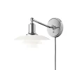 PH 2/1 væglampe m/ledning, hvid opal
