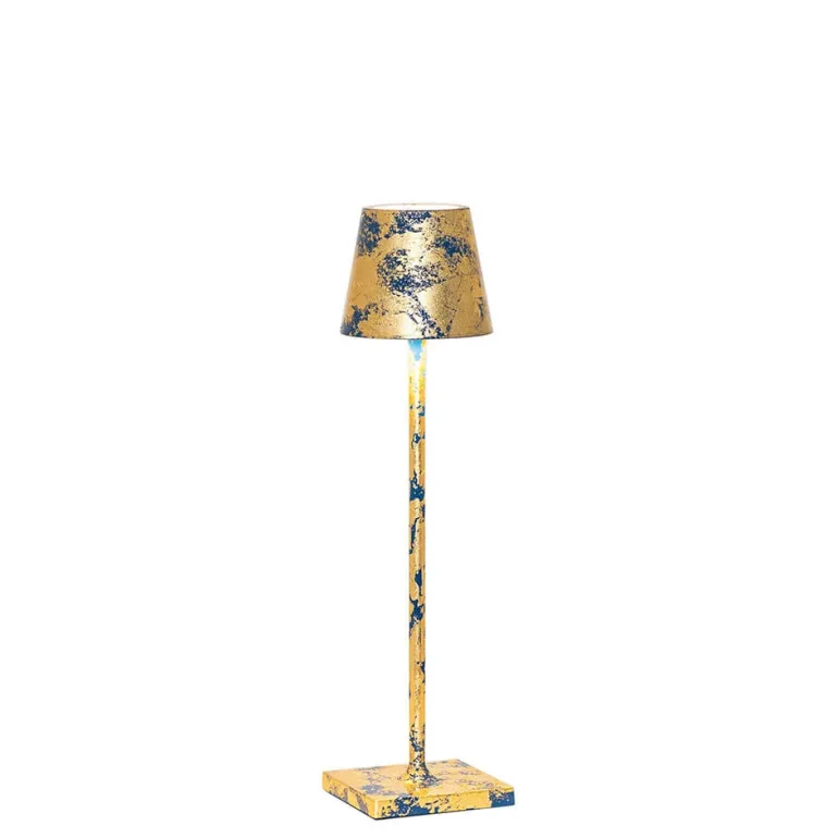 Poldina micro batterilampe / bordlampe, capriblå/antik guld
