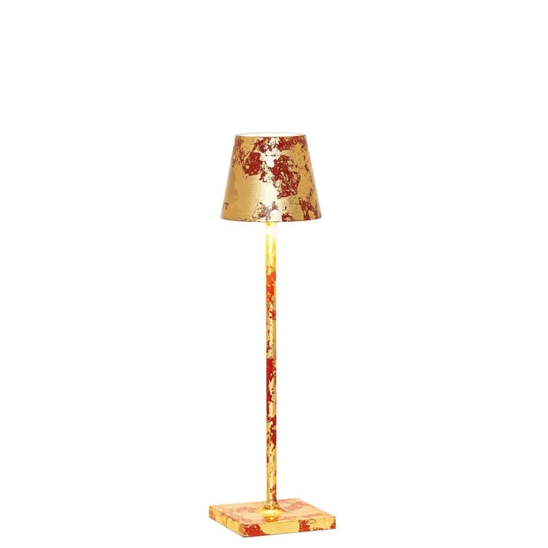 Poldina micro batterilampe / bordlampe, rød/antik guld