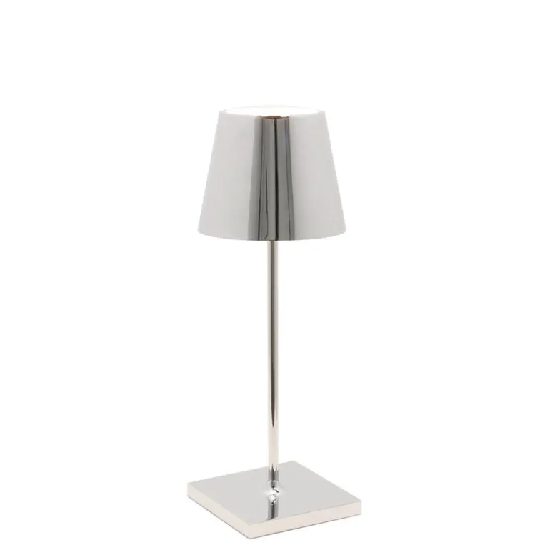 Poldina mini batterilampe / bordlampe, blank krom
