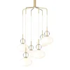 Rizzatto cluster 6 pendel, satin messing/opal