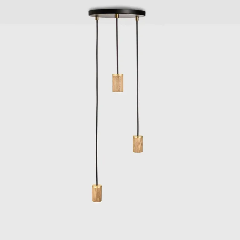 Tala Triple pendel (fatning), sort/oak
