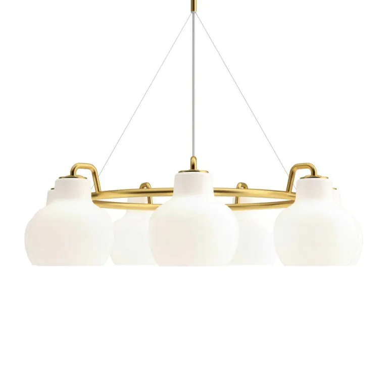 VL Ringkrone 7 pendel, messing/blank opal